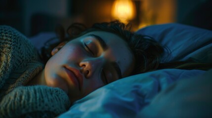 Caucasian young woman struggling to sleep at night