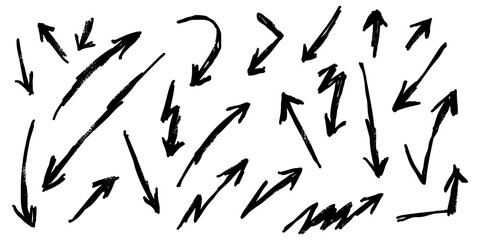 Hand drawn Arrows icons Set. arrow icon with various directions. Doodle vector illustration. isolated on a white background