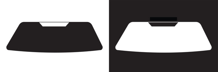 Windshield of passenger automobile. Part of car. isolated on white and black background. 