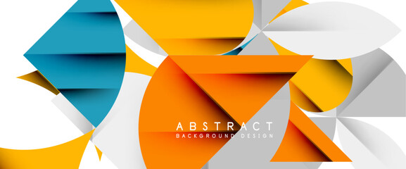 Minimal geometric elements on white. Petals, round triangles, star