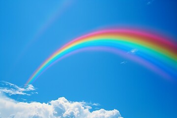 Hopeful Horizon: Rainbow Across Clear Blue Sky