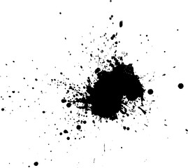 black ink brush dropped splatter splash on white background