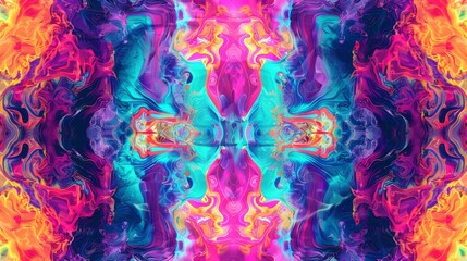 Fractalized brushwork kaleidoscope psychedelic visions abstract background