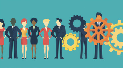 Business driving gear, wallpaper, cooperation to drive business towards success