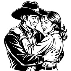 western-couple-hugging-tight-vector-illustration