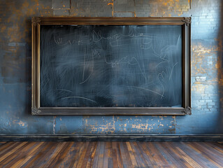 School blackboard with wooden frame. Education and ideas.