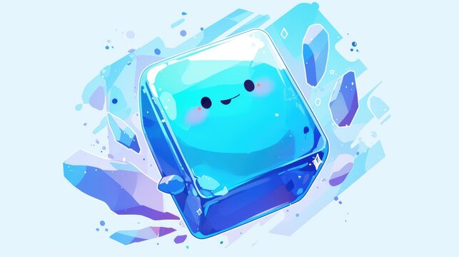 A fun cartoon rendition of a blue rectangle button icon designed specifically for web use