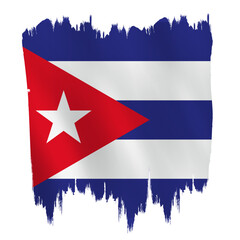 Cuba flag on brush paint stroke.
