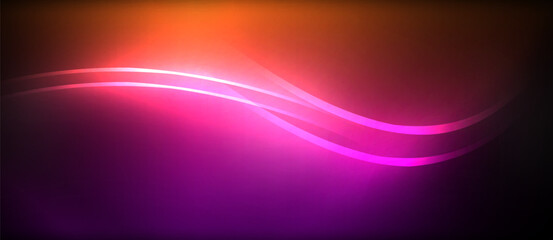 Neon glowing circle rays, light round lines in the dark, planet style neon wave lines. Energetic electric concept design for wallpaper, banner, background