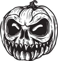 Fototapeta premium alien pumpkin head. black and white color. halloween theme