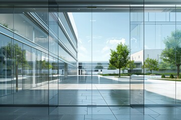 Glass wall in the office building