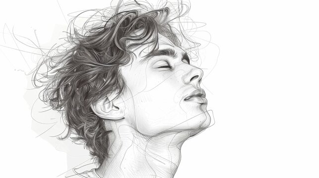 Minimalist Line Art Portrait of a Man s Profile with Sharp Stylized Strokes Highlighting Facial Features in a Striking Elegant Design