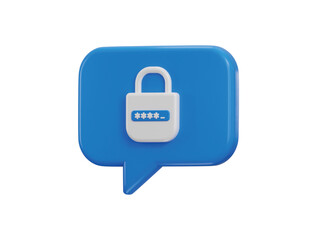 Speech Bubble with padlock protect on private chatting icon 3d rendering vector illustration