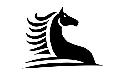 Horse heads vector silhouette illustration, decorative and minimalist logo template