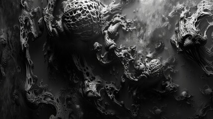 Ominous Lovecraftian nightmares monochrome abstract background