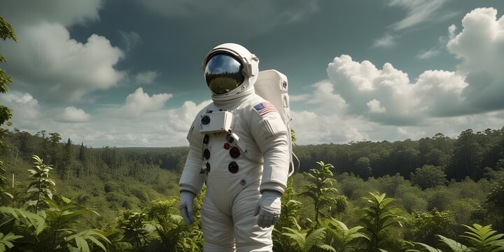 Middle-aged Male Astronaut in a White Spacesuit.