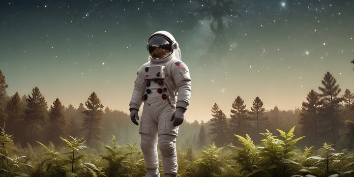 Middle-aged Male Astronaut in a White Spacesuit.