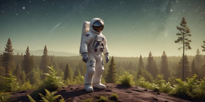 Middle-aged Male Astronaut in a White Spacesuit.