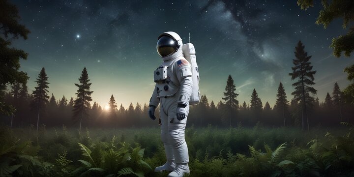 Middle-aged Male Astronaut in a White Spacesuit.