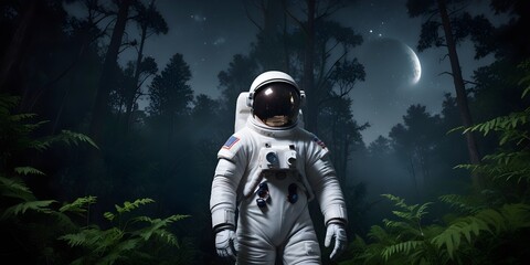 Fototapeta premium Middle-aged Male Astronaut in a White Spacesuit.