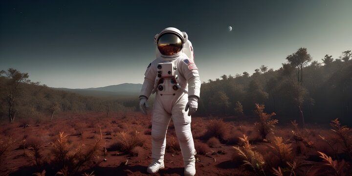 Middle-aged Male Astronaut in a White Spacesuit.