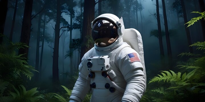 Middle-aged Male Astronaut in a White Spacesuit.