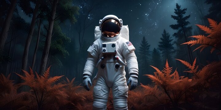 Middle-aged Male Astronaut in a White Spacesuit.