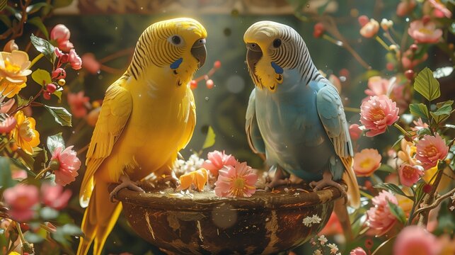 Two parakeets