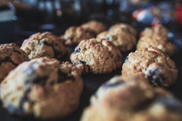 baking homemade blueberry scones, multiple steps