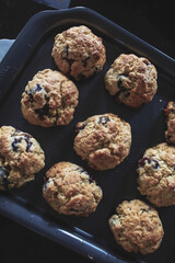 baking homemade blueberry scones, multiple steps