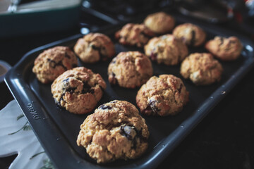 baking homemade blueberry scones, multiple steps