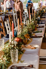 Boho relaxed wedding reception with fall decor