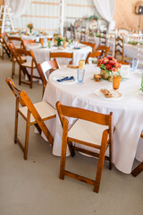 Autumn table setting with vintage drink-wear and plates