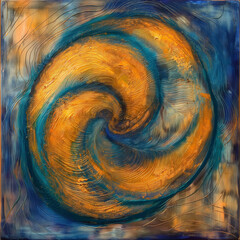 Blue Spiral of Love and Light: Abstract Fractal Art with Swirling Texture and Water Motion