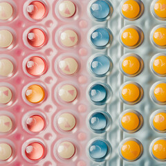 Colorful Vector Buttons with Circle Patterns and Texture