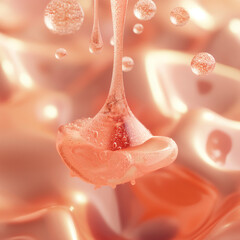 Pink rose petals with dew drops on a background of bubbles and water, evoking love and romance in nature