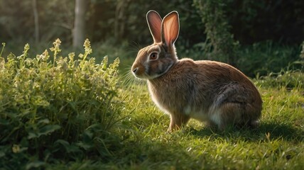 Fototapeta premium a cute rabbit in the meadow