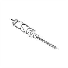 Obraz premium line art illustration of one beef skewer for icon or logo