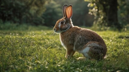 Fototapeta premium a cute rabbit in the meadow