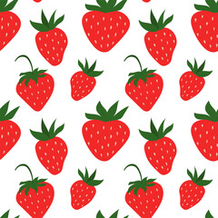 Hand drawn seamless strawberry pattern. Berry background