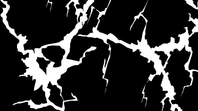 Black and white cracked background. White cracked background. White stop motion crack overlay effect black screen. Video background, and Animation effect. Editing, Crack, Texture, Pattern, Dynamic.