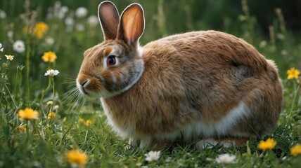 a cute rabbit in the meadow