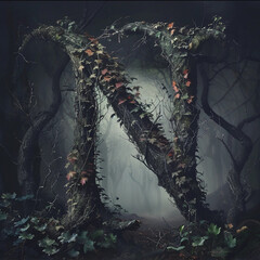 letter N with black background generative ai