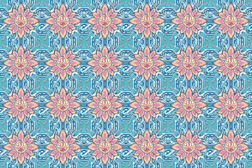 Pixel Art Lotus pattern mixed with technology