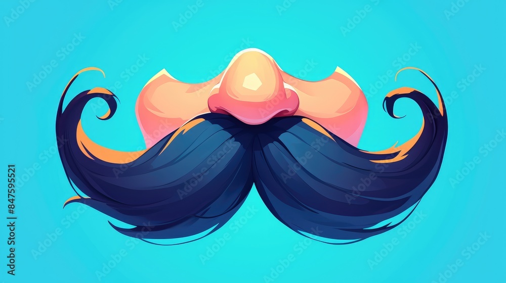 Sticker Engage your web design with a vibrant cartoon illustration of a moustache in 2d icon form