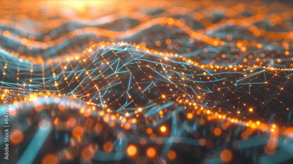Poster A single digital line expanding into a vast network of connections, illustrating the exponential growth of digital technology