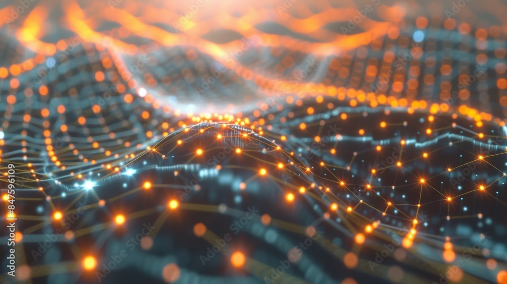 Poster A single digital line expanding into a vast network of connections, illustrating the exponential growth of digital technology