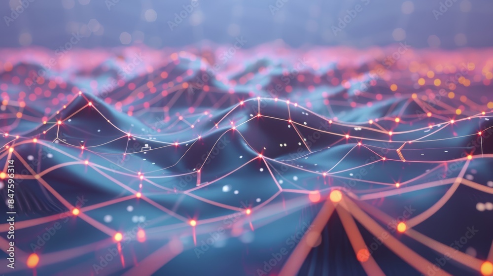 Poster A single digital line expanding into a vast network of connections, illustrating the exponential growth of digital technology