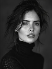 Close-Up, Neutral Expression, Studio Setting with Minimalist Background.