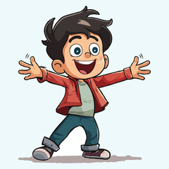 simple 2d cartoon character A happy cute boy vector